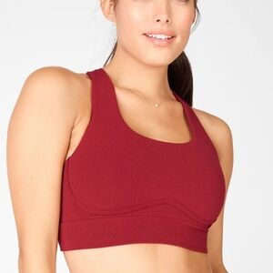Nwt Fabletics Belle High Impact Sports Bra Strappy Back Red Yellow Women’s XXS